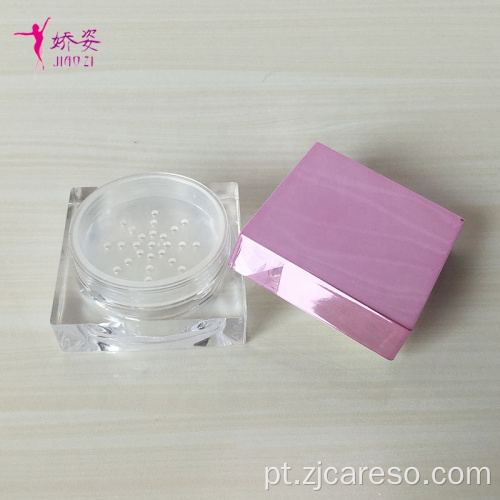 Embalagem Frasco para pó de 30g com tampa rosa galvanizada